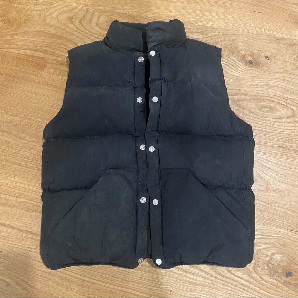 Olderbrother waxed vest black indigo XXS